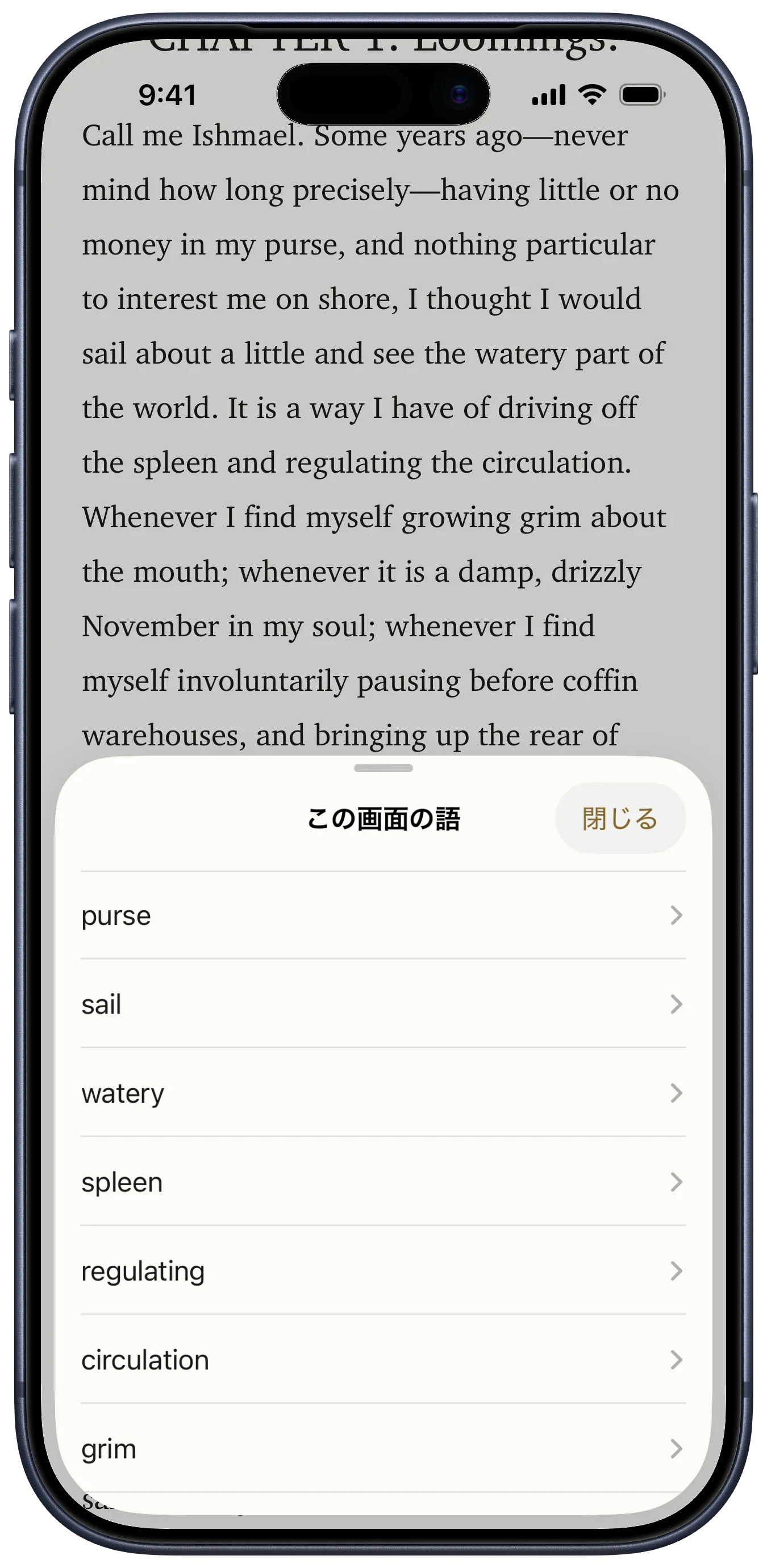 yodaka のリーダー。英語作品で辞書の語句一覧を開いている